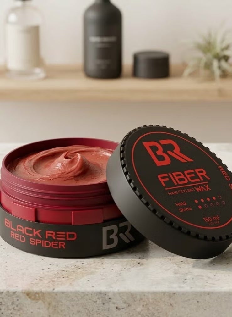 Black Red BR Fiber Hair Styling Wax – Red Spider 150ml - Image 1