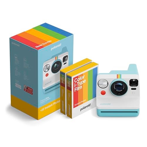 Polaroid Now 3rd Generation IType Instant Camera Film Bundle Now Arctic Blue Camera 16 Color Photos 6644 - Image 1