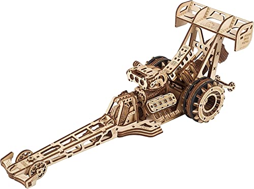 UGEARS Dragster Car Model Kit Top Fuel Dragster Model Kits 3D Puzzle with Powerful Spring Motor Drag Racing Model Car Kits 3D Puzzles for SelfAssembly 3D Wooden Puzzles for Adults and Kids - Image 1