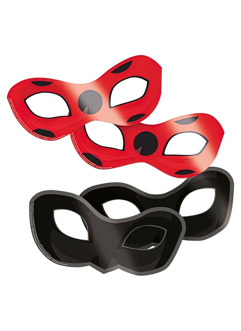 أقنعة الدعسوقة المعجزة الورقية باللون الأحمر والأسود، عبوة من 8 قطع، 14 سم