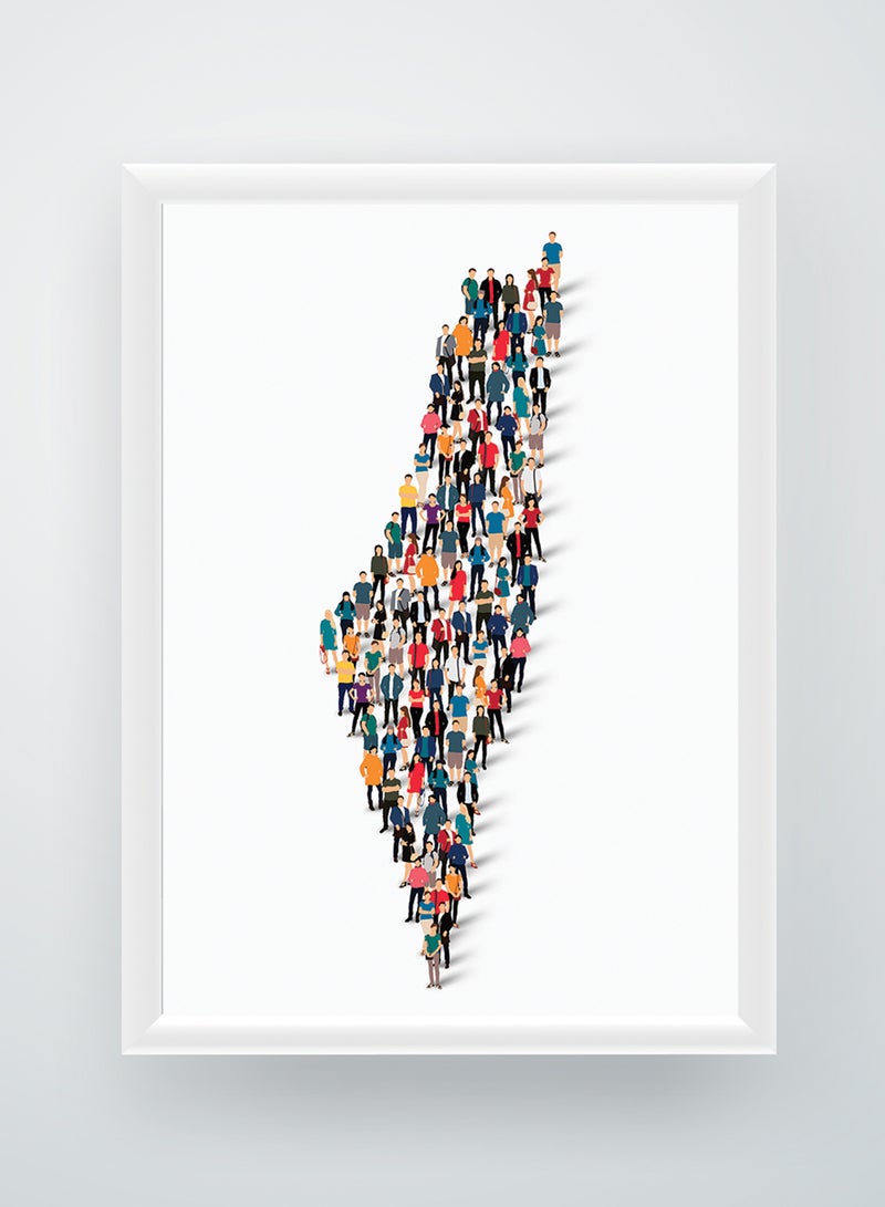 LOWHA Framed Wall Art with Human Formation of Palestine Printed Painting Poster, For Home, Room, Office Decor - Image 1