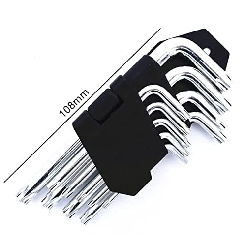 MLD QT991 Set of 9 Pcs Torx Hex Key Wrench Set Star allen key set Long Arm Tamper Proof Star Screwdriver Torque Repair Tool Set LShape Size T10 T15 T20 T25 T27 T30 T40 T45 T50 - Image 2