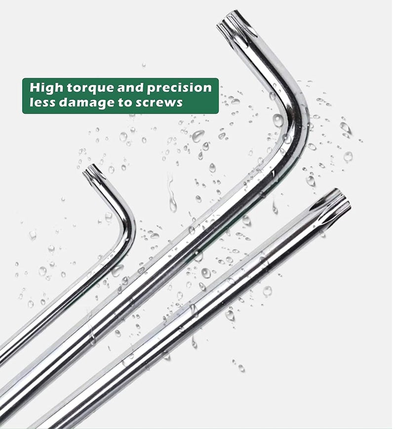 MLD QT991 Set of 9 Pcs Torx Hex Key Wrench Set Star allen key set Long Arm Tamper Proof Star Screwdriver Torque Repair Tool Set LShape Size T10 T15 T20 T25 T27 T30 T40 T45 T50 - Image 5