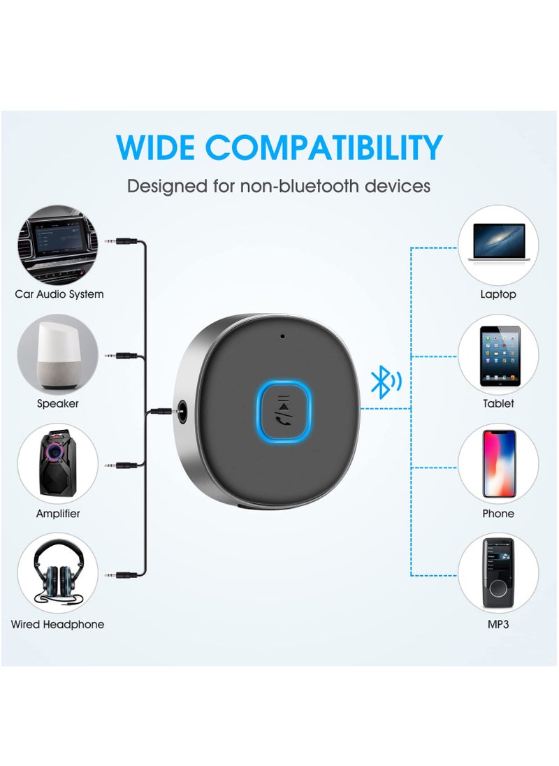 KASTWAVE - Bluetooth Aux Receiver , Portable 3.5mm Aux Car Adapter, Bluetooth 5.0 Wireless Audio Receiver for Car /Home Stereo/Wired Headphones/Speaker, 16H Battery Life - Image 1
