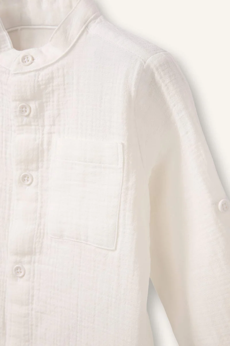 ديفاكتو Baby Boy Mandarin Collar Muslin Shirt