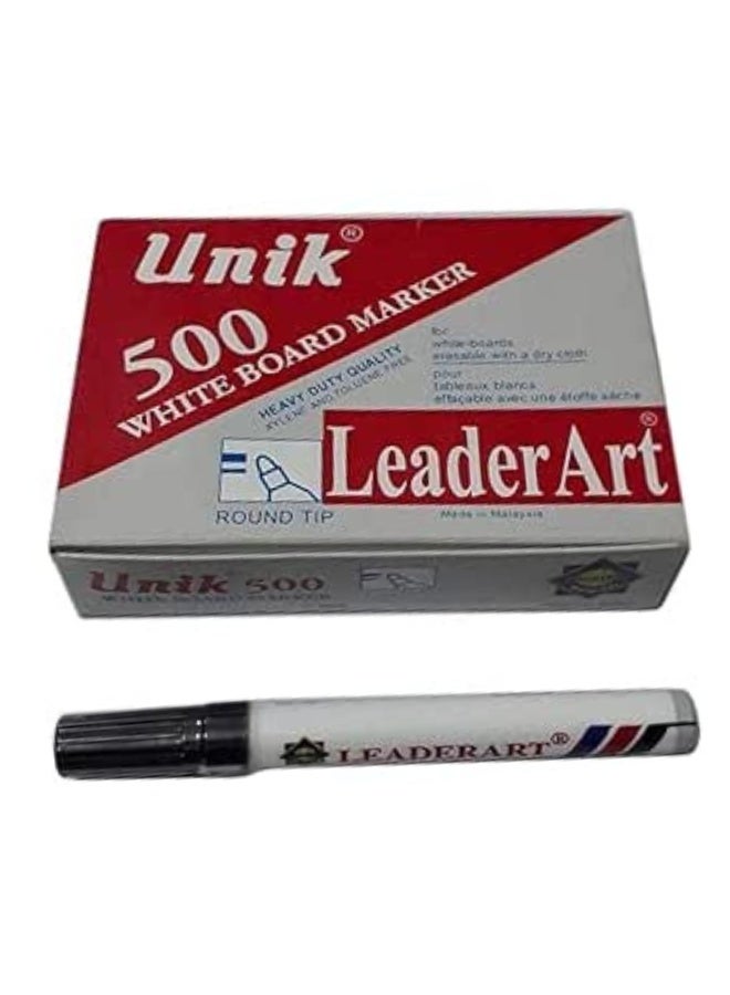 يونيك مجموعة أقلام تحديد السبورة البيضاء يونيك ٥٠٠ ذات رأس مستدير من ١٢ قطعة - أسود - Image 1