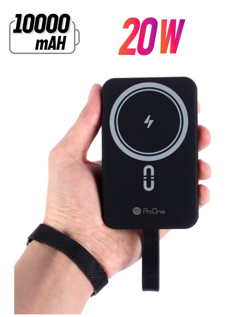 ProOne ProOne PPB5118 10000mAh Portable Wireless + Wired Power Bank, 15W Wireless & 20W Wired Fast Charging, Built-in Lightning & Type-C Cables, Magnetic Design, Lightweight Pocket-Sized Power Bank  - Image 1