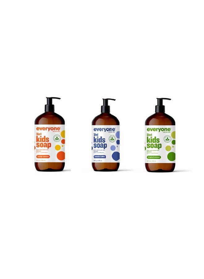 Everyone Soap For Every Kid 3 In 1 Head To Toes Variety Pack (Lavender Lullaby Orange Squeeze Tropical Coconut Twist) 32 Oz  - Image 1