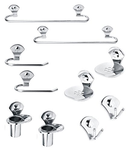 Handy Handy Stainless Steel Bathroom sets pack of 2 set ( Towel rod | Towel Ring | Toothbrush Holder | soap dish | Rob hook)  - Image 1