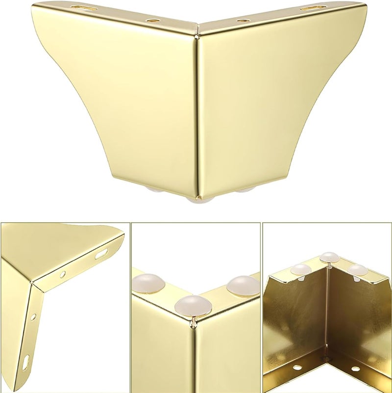 QZibeva 4Pcs Metal Furniture Legs 3 Inch Gold Sofa Legs Dresser Legs Modern Ottoman Legs Coffee Table Legs Metal Cabinet Chair Risers Heavy Duty Triangle Furniture Replacement Feets with Screws - Image 3