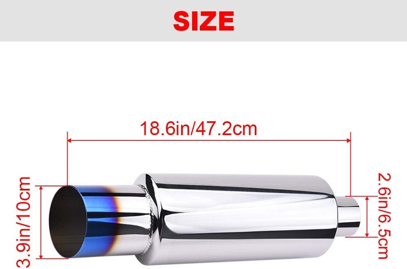 SPELAB Exhaust Muffler 2.5" Inlet 4" Outlet Stainless Steel Car Muffler Exhaust Tip N1 Burnt Universal - Image 3