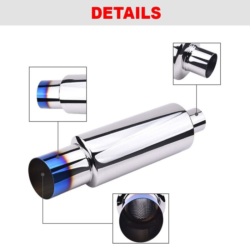 SPELAB Exhaust Muffler 2.5" Inlet 4" Outlet Stainless Steel Car Muffler Exhaust Tip N1 Burnt Universal - Image 4