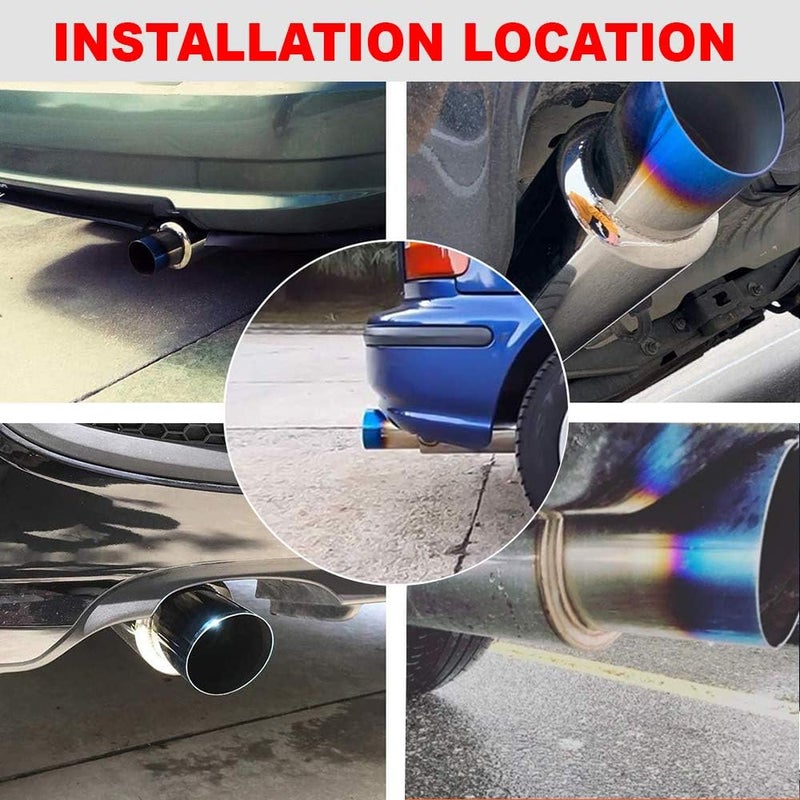SPELAB Exhaust Muffler 2.5" Inlet 4" Outlet Stainless Steel Car Muffler Exhaust Tip N1 Burnt Universal - Image 2
