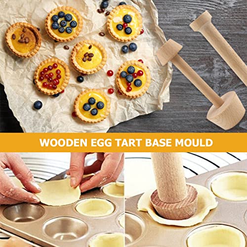 DOERDO DD DOERDO 4Pieces Wooden Tart Tamper Set Double-Side Egg Tarts Tamper Pastry Tools DIY Cake Pastry Tool for Mini Egg Tart Cheesecakes Dessert Baking - Image 4