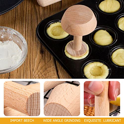 DOERDO DD DOERDO 4Pieces Wooden Tart Tamper Set Double-Side Egg Tarts Tamper Pastry Tools DIY Cake Pastry Tool for Mini Egg Tart Cheesecakes Dessert Baking - Image 5