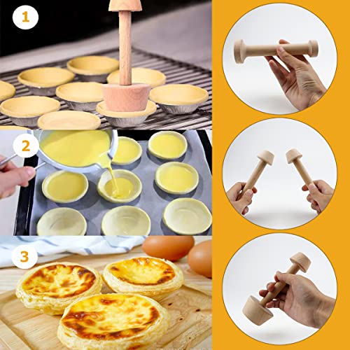 DOERDO DD DOERDO 4Pieces Wooden Tart Tamper Set Double-Side Egg Tarts Tamper Pastry Tools DIY Cake Pastry Tool for Mini Egg Tart Cheesecakes Dessert Baking - Image 3