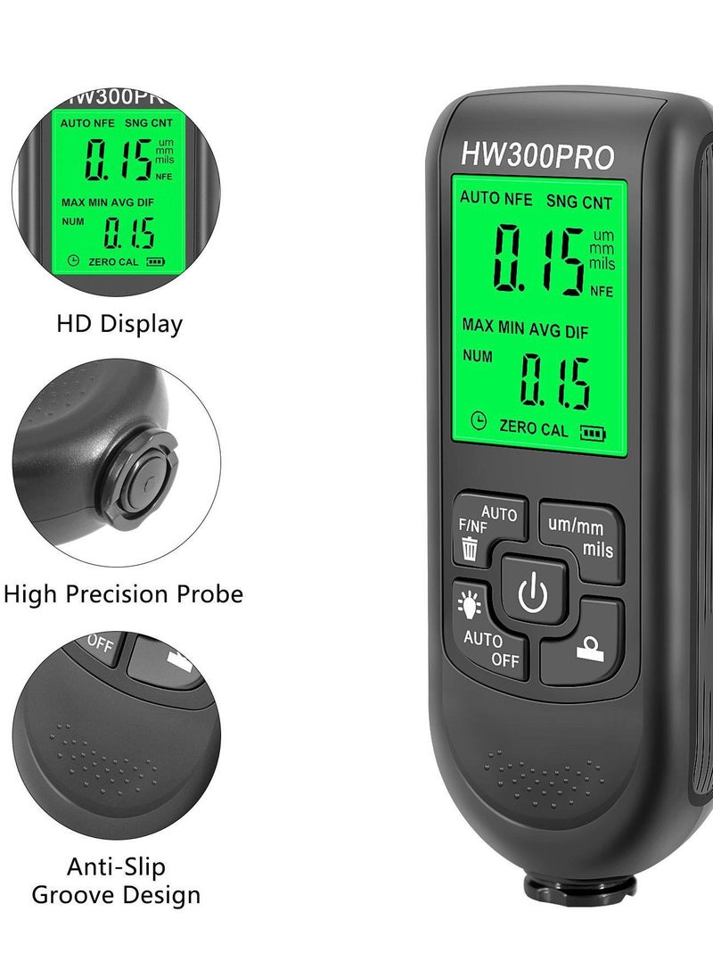 Generic HW-300PRO Car Paint Thickness Gauge, Digital Paint Thickness Meter, Automatic 0-2000UM Fe & NFe Coating Tester with Manual Automotive Paint Tools  - Image 2