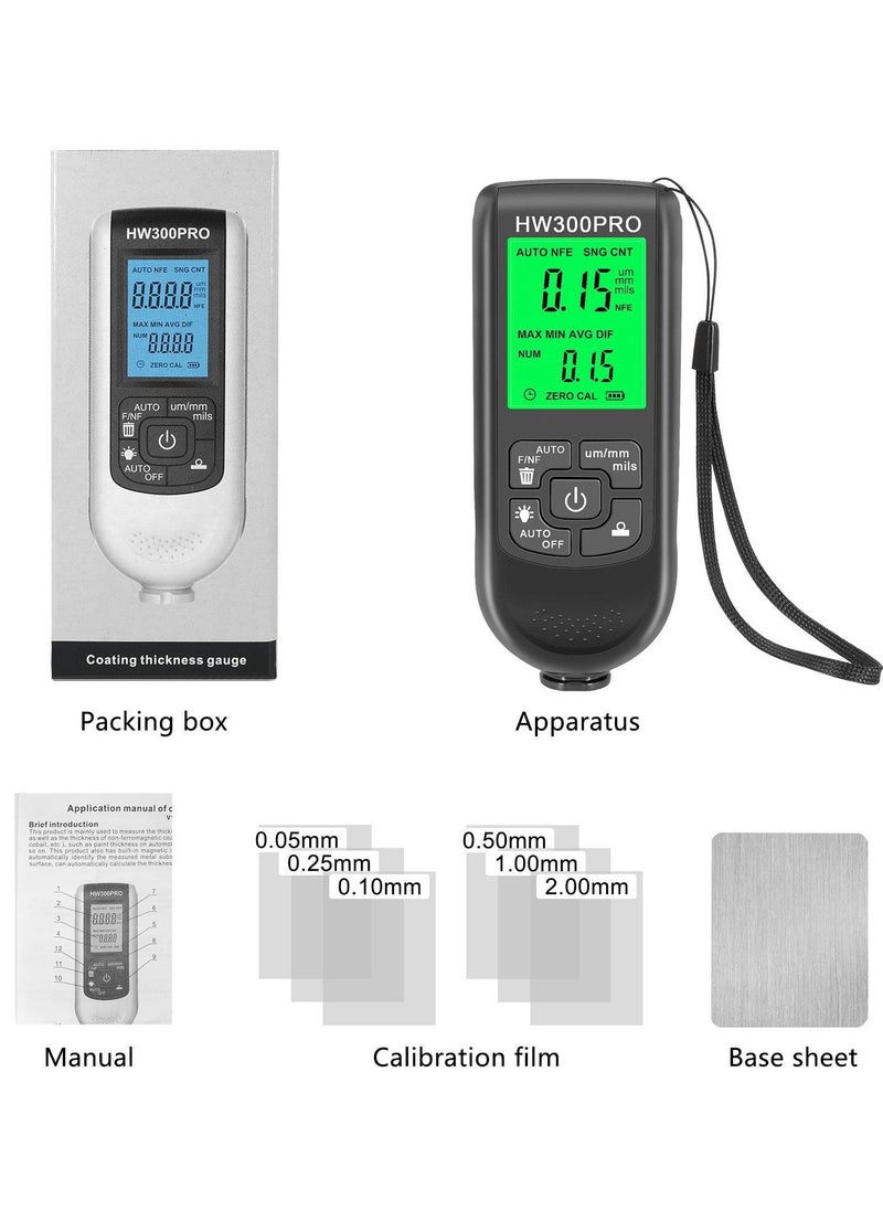 Generic HW-300PRO Car Paint Thickness Gauge, Digital Paint Thickness Meter, Automatic 0-2000UM Fe & NFe Coating Tester with Manual Automotive Paint Tools  - Image 3