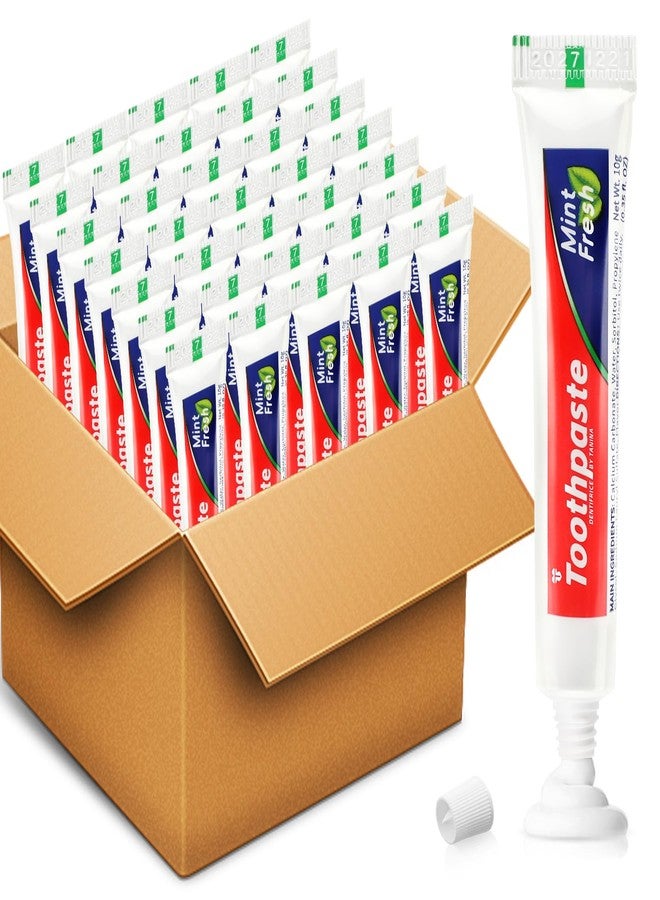 HOFASON 100 Tubes Bulk Travel Size Toothpaste 0.35oz, Mini Small Travel Toothpaste 0.8x3.5 inches Peppermint Disposable Toothpastes Traveling Essentials for Guests Homeless Hotel Charity Toiletries - Image 1