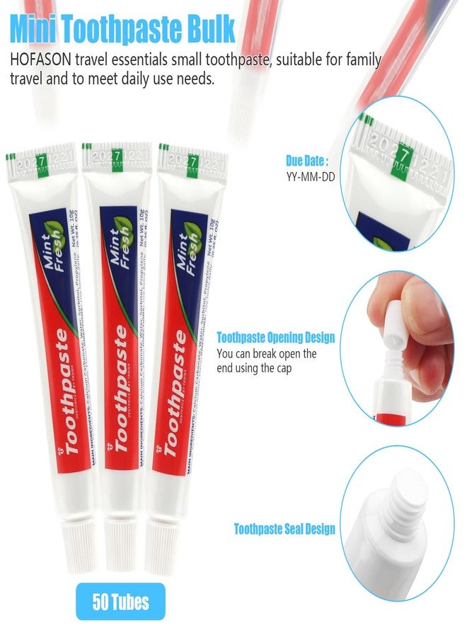 HOFASON 100 Tubes Bulk Travel Size Toothpaste 0.35oz, Mini Small Travel Toothpaste 0.8x3.5 inches Peppermint Disposable Toothpastes Traveling Essentials for Guests Homeless Hotel Charity Toiletries - Image 3