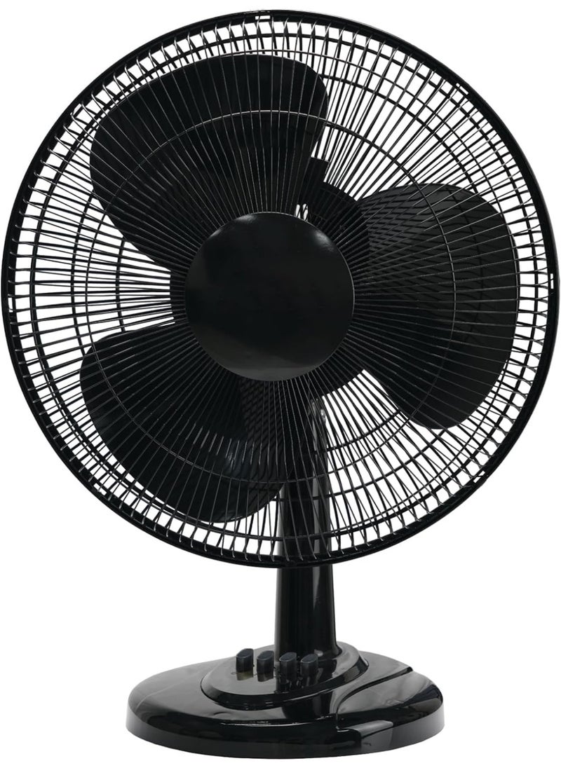 Jorunb Oscillating Table Fan with Adjustable Tilt, Convenient Push Button Controls, Quiet, 16 inch, 3 Speed, Desk Fan, Airflow 15.75 ft/sec, Ideal for Home, Bedroom, Dorm & Office (Black)  - Image 1
