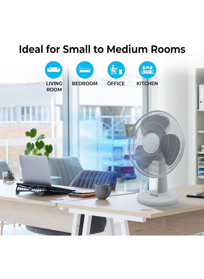 Jorunb Oscillating Table Fan with Adjustable Tilt, Convenient Push Button Controls, Quiet, 16 inch, 3 Speed, Desk Fan, Airflow 15.75 ft/sec, Ideal for Home, Bedroom, Dorm & Office (Black)  - Image 4