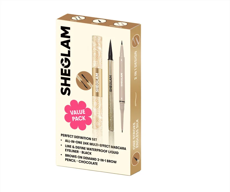 Sheglam Eye Essentials Trio–Mascara, Eyeliner & Brow Pencil Value Pack