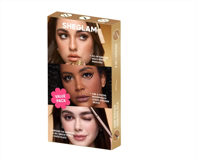 Sheglam Eye Essentials Trio–Mascara, Eyeliner & Brow Pencil Value Pack
