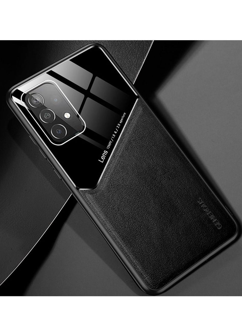 Case Leather Texture Car Magnetic Phone Cover For Samsung Galaxy A52/A52s _Black - Image 1