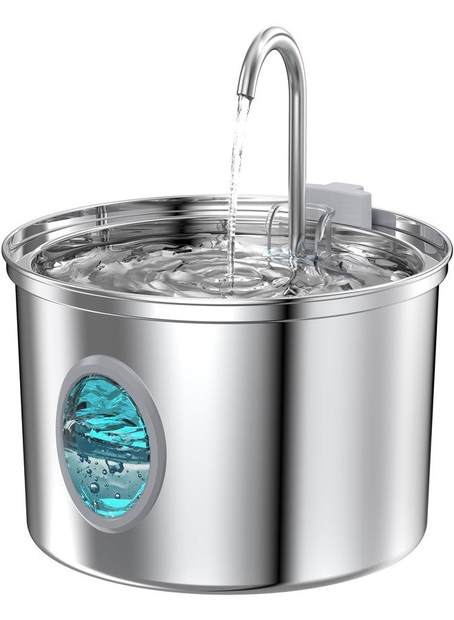 نافورة مياه للقطط من الفولاذ المقاوم للصدأ: نافورة مياه للشرب للقطط - 3.2 لتر (108 أونصة) - نافورة مياه هادئة للقطط - نافورة مياه للحيوانات الأليفة - مناسبة للحيوانات الأليفة الصغيرة والمتوسطة الحجم - Image 1