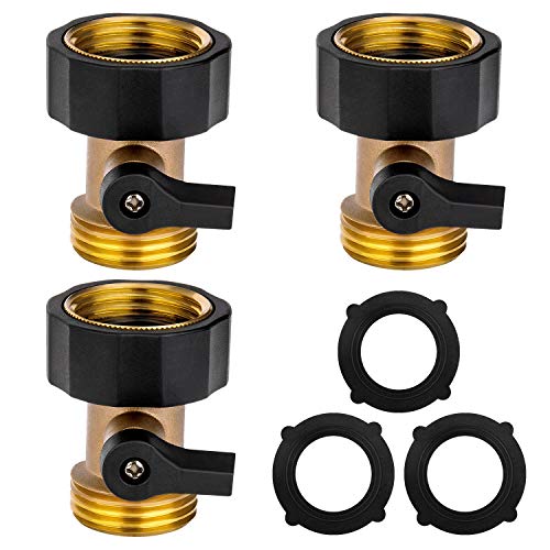 Awpeye Heavy Duty Brass Shut Off Valve Garden Hose Connector，3PCS 3/4" Water Hose Single Shut Off Valve Garden Hose Connector - Image 1