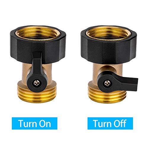 Awpeye Heavy Duty Brass Shut Off Valve Garden Hose Connector，3PCS 3/4" Water Hose Single Shut Off Valve Garden Hose Connector - Image 3