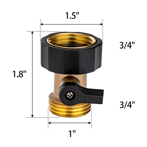 Awpeye Heavy Duty Brass Shut Off Valve Garden Hose Connector，3PCS 3/4" Water Hose Single Shut Off Valve Garden Hose Connector - Image 2