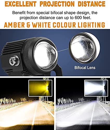 Asryd Mini LED Driving light pods 2 Inch LED Driving Lights Dual Fuction Amber & White Color Fog Lights Spot Beam (2Pcs) For Toyota Fortuner - Image 2