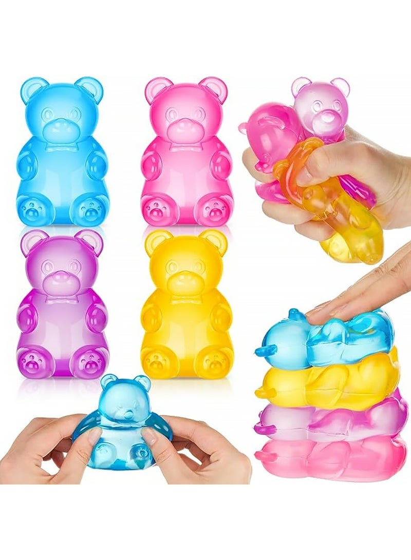 يوجي 4PCS Squishy Fidget ألعاب الكبار, دب ملطق الإجهاد دب Squishy الكرات, سكر ملء ألعاب Squishy للأطفال تخفيف الإجهاد, الكرات الضغط عالية الكثافة للطلاب الهدوء - Image 1