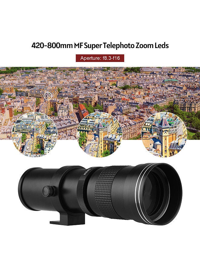Camera MF Super Telephoto Zoom Lens F/8.3-16 420-800mm T Mount with NEX-mount Adapter Ring Universal 1/4 Thread Replacement  - Image 2