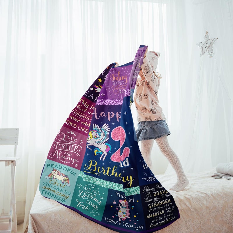 Solzien 2 Year Old Girl Birthday Gift Blanket 50""x40""  Gifts for 2 Year Old Girls  2 Year Old Girl Gifts  Two Year Old Girl Gifts  2nd Birthday Gifts/Decorations for Girl  Two Sweet Birthday - Image 3