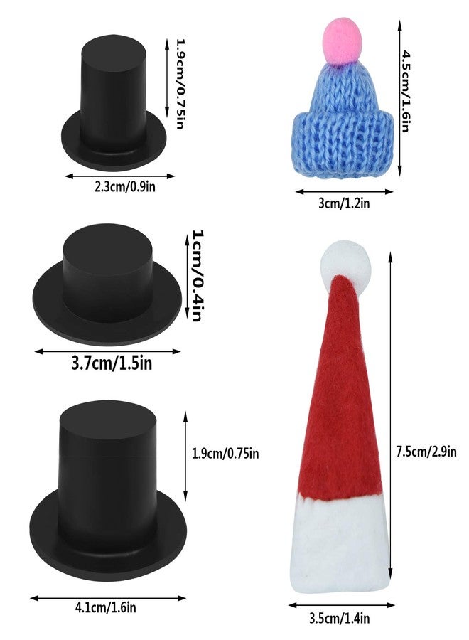 Poualss Mini Christmas Knit Hat Red & Black Plastic Hats for DIY Doll Crafts, Lollipop Candy Covers, Christmas Tree Ornaments - Image 2