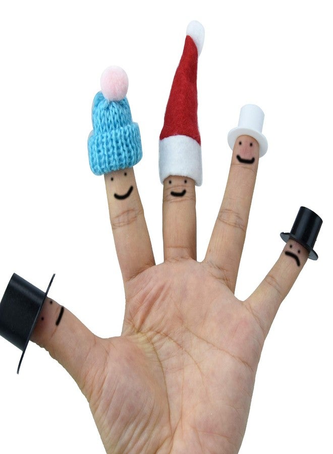 Poualss Mini Christmas Knit Hat Red & Black Plastic Hats for DIY Doll Crafts, Lollipop Candy Covers, Christmas Tree Ornaments - Image 3