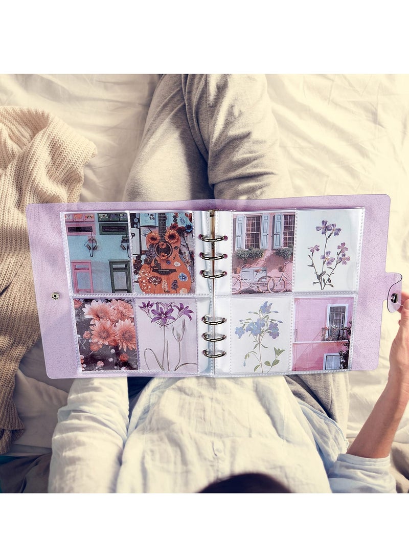 3 Pcs portable photo card holder books, 600 bags of photo storage, 3 inches of photos, 6 rings of shiny transparent photo cards, flip charts, photo albums, postcard storage - Image 4