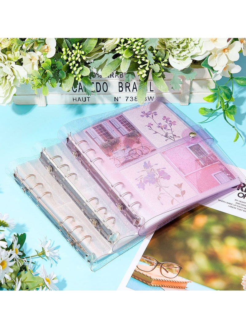 3 Pcs portable photo card holder books, 600 bags of photo storage, 3 inches of photos, 6 rings of shiny transparent photo cards, flip charts, photo albums, postcard storage - Image 2