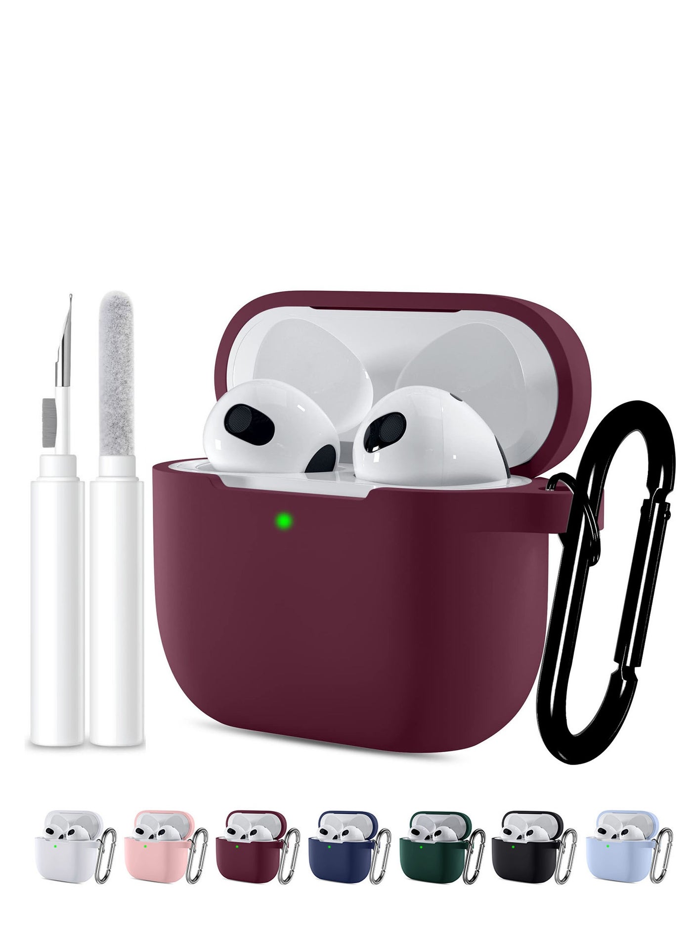 ANYOGRO Compatible with AirPods 4 Case Cover for Women and Men, Automatic Snap Switch Security Locking Cover for Airpods 4th Generation 2024 Cases with Cleaner Kit and Keychain Front LED Visible Burgundy Red