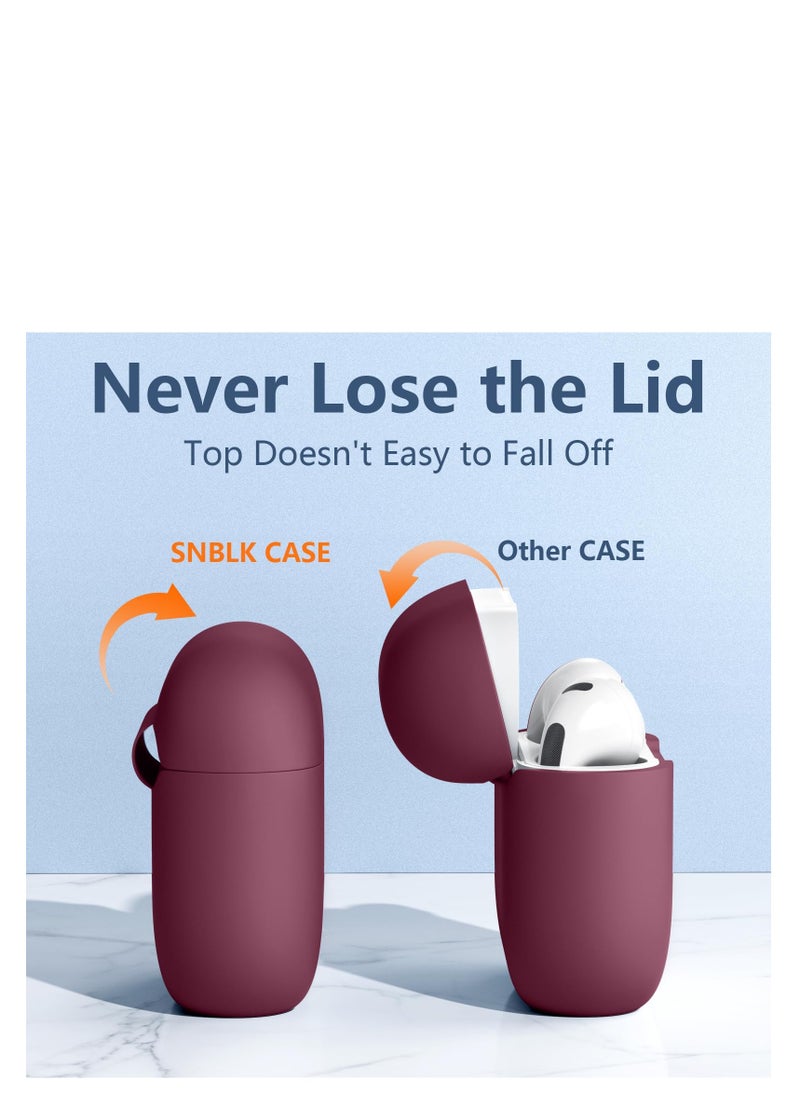 ANYOGRO - Compatible with AirPods 4 Case Cover for Women and Men, Automatic Snap Switch Security Locking Cover for Airpods 4th Generation 2024 Cases with Cleaner Kit and Keychain Front LED Visible Burgundy Red - Image 1