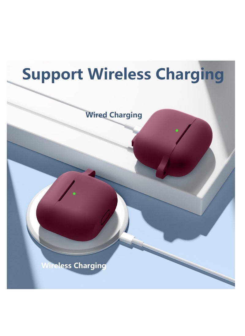 ANYOGRO - Compatible with AirPods 4 Case Cover for Women and Men, Automatic Snap Switch Security Locking Cover for Airpods 4th Generation 2024 Cases with Cleaner Kit and Keychain Front LED Visible Burgundy Red - Image 1