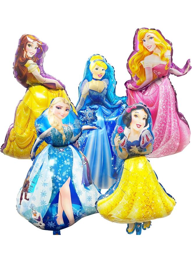 الأزرق جي دبليو BWW 5 قطع زينة بالونات فويل الأميرة حفلة عيد ميلاد للبنات حفلة استحمام الأميرة مستلزمات زينة للحفلات تحت عنوان أشخاص صغار مجموعة بالونات الأميرة - Image 1