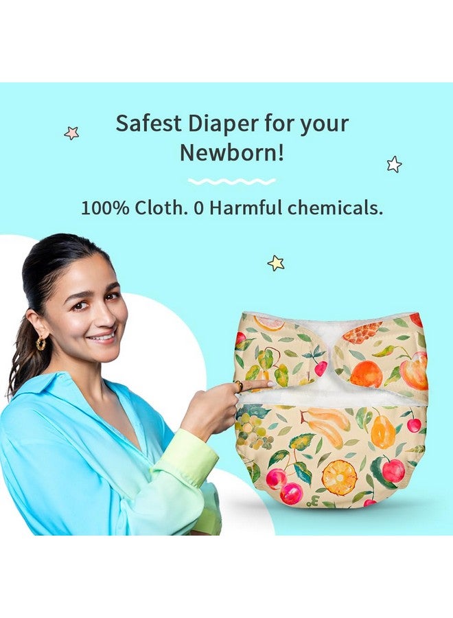 SuperBottoms Newborn UNO Pack of 2 (1 Shell+1 Insert) - Washable & Reusable waterproof Adjustable cloth diaper for babies-diaper with Prefold style Pad (Fruit Burst) - Image 2