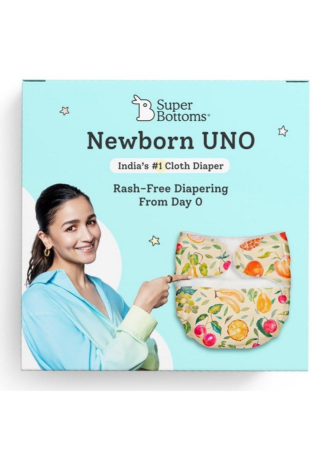SuperBottoms Newborn UNO Pack of 2 (1 Shell+1 Insert) - Washable & Reusable waterproof Adjustable cloth diaper for babies-diaper with Prefold style Pad (Fruit Burst) - Image 1