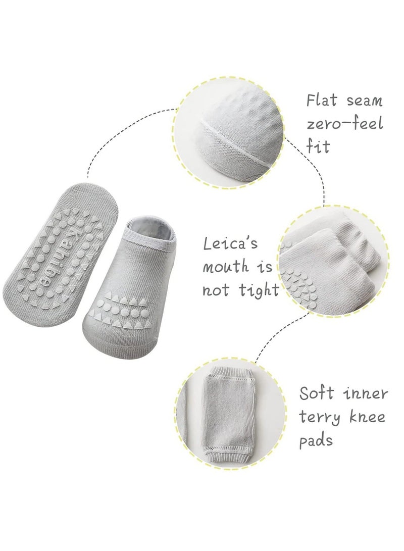Baby Knee Pads, Anti-slip Foot Socks, Anti-Slip Baby Crawling Knee Pads, Adjustable Elastic Baby Knee Protectors Leg Warmers Elbow Pads with Eco-friendly Rubber for Toddler Infants Kids, 0-24 Months - Image 4