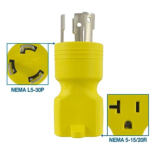Conntek 30126 L5-30P to 5-15/20R Plug Adapter, Yellow, 1 Pack - Image 2