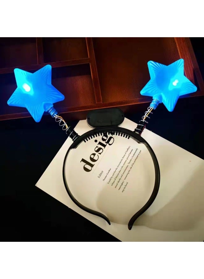 Luminous Headdress Five-pointed Star Spring Headband Star Headband Hairpin Light Stick Flash Five-pointed Star Hairpin Props-Color:Round Headband Color Mixing - Image 4